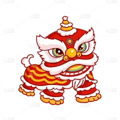 中国风春节醒狮（舞狮）元素贴纸