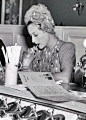 Joan Crawford in a fabulous sweater with matching turban sipping on a milkshake.   harlow-jean:     Joan Crawford, 1939