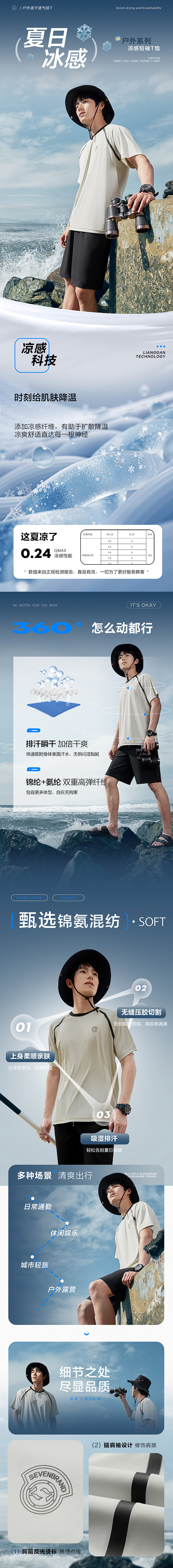 夏季凉感短T休闲男装详情页