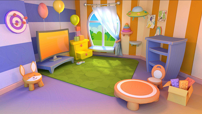 以玩具室为主题的儿童教育游戏内饰