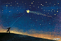 #暖心插画# 晚安，星星和你。来自插画师Roberto Weigan。