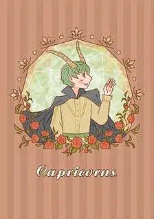 摩羯座---插画十二星座与玫瑰花