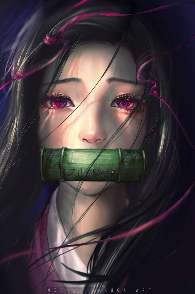 nezuko fan art插画人物/场景参考一个卖艺的设计师同采自artstation