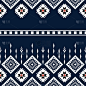 海军蓝几何民族东方无缝图案泰国传统的设计背景，地毯，墙纸，服装，包装，蜡染，织物，矢量插图。刺绣风格
