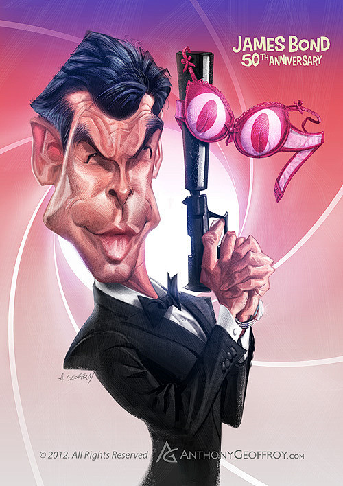 50周年007-邦德6个夸张插画[6P]...