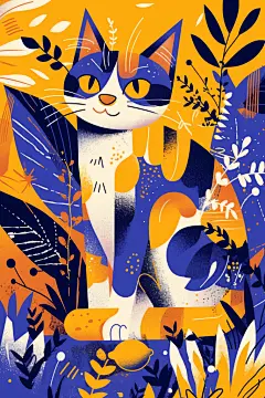 小猫咪插图小黑猫插画素材