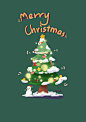 圣诞壁纸 MerryChristmas 圣诞树  绿色背景