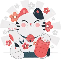 招财猫图片  - 源文件下载【酷图网】招财猫,招财猫插画,招财,招财猫矢量,招财猫素材,插画,原创,日系,可爱,发财