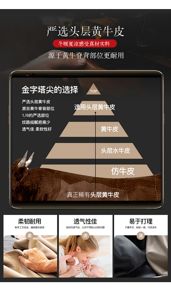 eclipse北欧轻奢皮床真皮床1.5m...