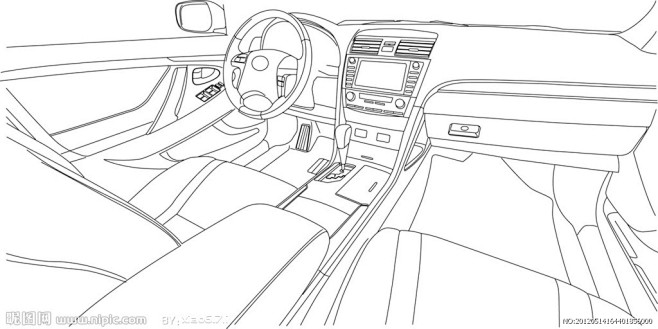 汽车内部线稿
