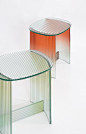 thinkk studio designs a gradient table made of auto glass