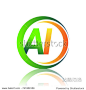 initial letter logo AI company name green and orange color on circle and swoosh design. vector logotype for business and company identity.