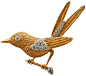 Cartier Paris bird pin, circa 1960’s, via 1stdibs. 18k yellow gold Cartier bird pin with round brilliant diamond accents. The gold has a florentine finish, a really gorgeous texture.