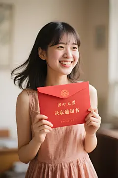 收到高校录取通知书的学生