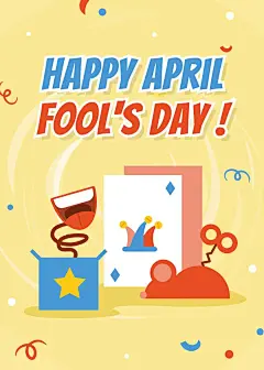 Cute Cartoon style Colorful Ribbon Element April fool's day Greeting card