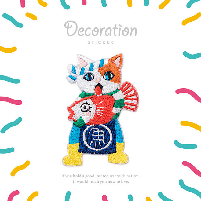 可爱刺绣猫咪时尚动物布贴儿童衣服牛仔di...