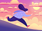 Running girl web vector sunset sport sky running illustration hobby flat style design character cartoon body positive adobe illustrator 2d