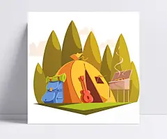 手绘野营插画|手绘,插画,野营,插画手绘,手绘插画,手绘插画男,手绘插画人物,黑白手绘插画,彩绘,图标元素png,彩色,标志设计,简约,平面设计