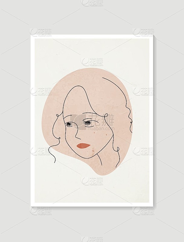线条女性肖像抽象美学极简主义手绘当代海报。抽象艺术设计版画，墙纸，封面。现代向量插图。
