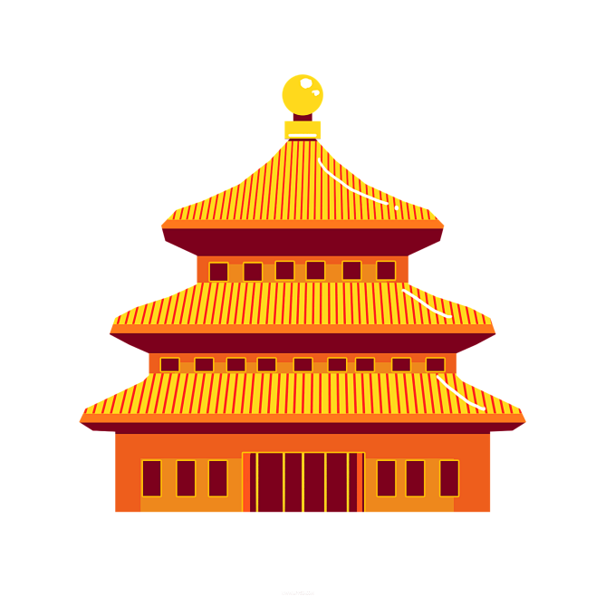 国潮建筑插画PNG