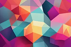炫彩绚丽多边形几何色块渐变背景图