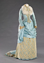 Dress, Evening R. H. White & Company Evening Dress R. H. White & Company Date: 1885 Culture: American Medium: silk, feathers Dimensions: Length at CB: 77 in. (195.6 cm) Credit Line: Brooklyn Museum Costume Collection at The Metropolitan Museum of 