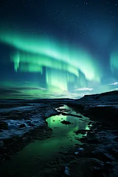 南极极光自然夜景视觉盛宴