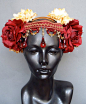 RESERVED Red & Ivory Flower Headpiece by MissGDesignsShop on Etsy, $150.00: 