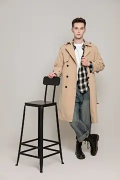 帅气休闲时尚风衣男性人物摄影图