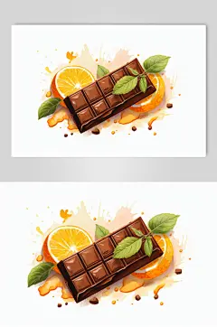 AI数字艺术巧克力水果插画