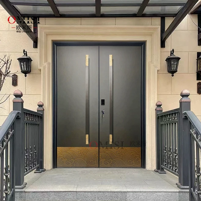 铸铝别墅大门双开门中式对开农村自建房大门进户入户楼门子母定制-淘宝网-花瓣网