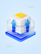 3d商务风互联网金融微立体小图标企业数据办公魔方向上数据升级科技