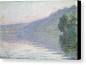 River; Foggy; Fog; Impressionist; Landscape; Yvelines Canvas Print featuring the painting The Seine At Port Villez by Claude Monet