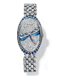 Blue Book 高级珠宝腕表，by Tiffany
白金表壳，镶嵌钻石、蓝宝石，绘有珐琅，镶钻表链。