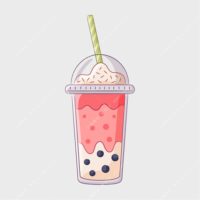 手绘夏日饮品奶茶奶盖果汁果茶