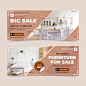 其中包括图片：Premium Vector | Furniture sale banners with photo