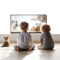 3D Render of a Toddler Watching Video 3D Render on Creative Concept Digital Native Gen Alpha