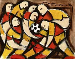 abstract-soccer-players-art-tommervik 进口装饰画画芯高清图片