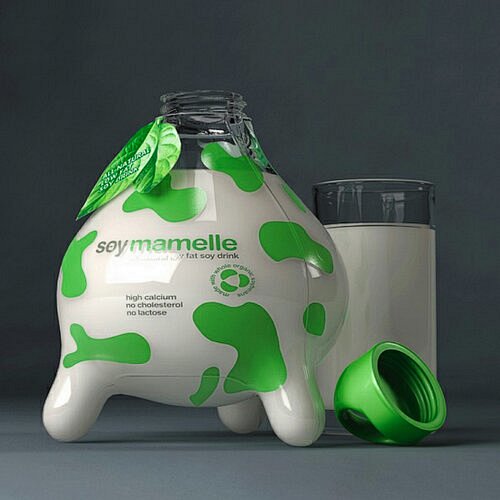 创意奶牛外形的牛奶包装