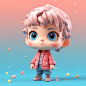 super cute boy lP by pop mart, watery eyes, pastelcolor, mockup, blind box toy, fine luster, 3Drender, oc render, best quality, ultro detailed