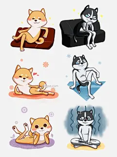 动物柴犬哈士奇小狗可爱表情包套图可商用图片大小1024x1369px 图片尺寸701.47 KB 来自PNG搜索网 pngss.com 免费免扣png素材下载！阿拉斯加#白色#表情包#彩色#柴犬#垫子#动物#二哈#搞怪#搞笑#狗#哈士奇#黑色#