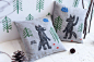 Pillows and a wall printed by stamps on Behance