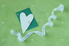 绿色,缎带,心型,周年纪念,贺卡,彩色背景,浪漫,信函,简单,图像