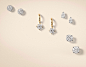 Assortment of diamond earrings in a variety of settings