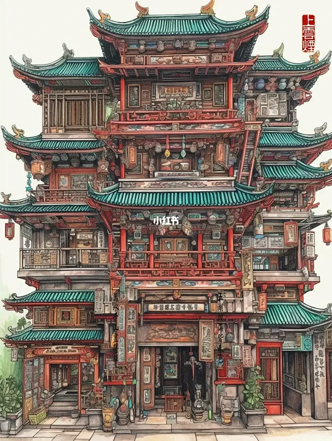 国风建筑设计～红楼-花瓣网