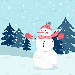 森林里可爱的卡通雪人