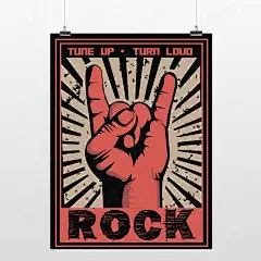 轻艺术 图说语录 摇滚精神手绘手势图片复古音乐海报定制装饰画芯