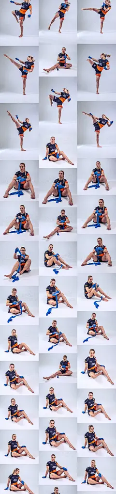 女格斗人物动态造型姿势素材 速写插画设计 游戏角色概念设定