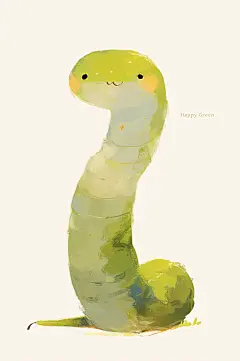 AI数字艺术蛇年可爱小青蛇插画