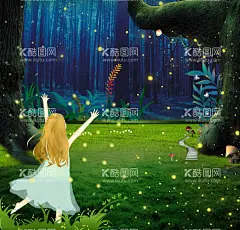 萤火虫 仲夏之夜   - 源文件下载【酷图网】萤火虫,仲夏之夜,卡通,星光,迪士尼,女孩,夜晚,乐园,夜景